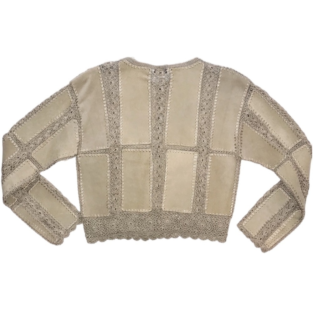 🌻 Gantos Suede leather & Crochet Vintage style jacket. GUC Size medium - Picture 2 of 6